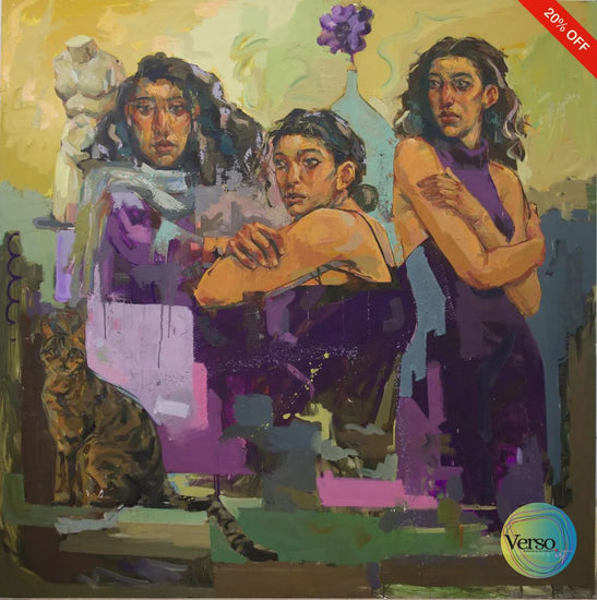 3 Women 1 Cat 150 x 150 cm / Oil / Unframed, shipped in a roll