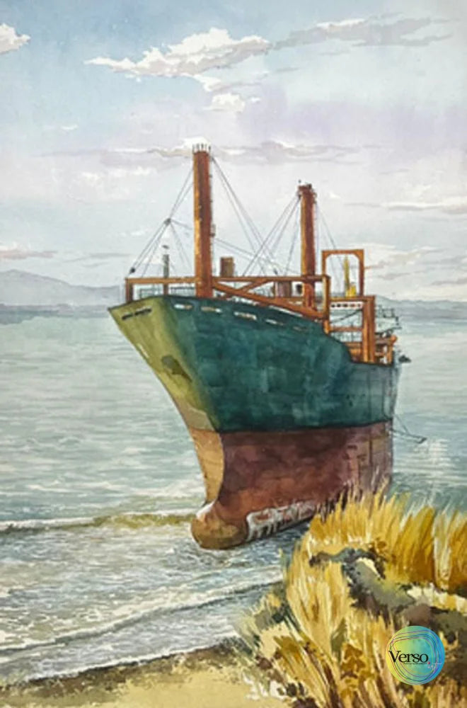 A ship 37 x 55 cm / Watercolor / Unframed, shipped in roll