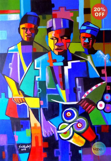 Abstract Bata Drummer 30 x 48 inch / Acrylic / Unframed, shipped in a roll