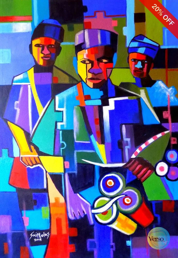 Abstract Bata Drummer 30 x 48 inch / Acrylic / Unframed, shipped in a roll