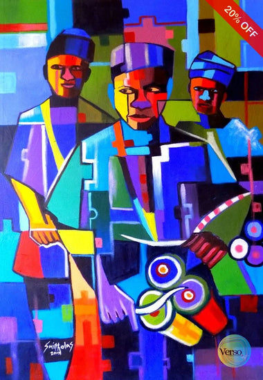 Abstract Bata Drummer 30 x 48 inch / Acrylic / Unframed, shipped in a roll