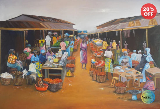 Agboju market mile 2 47 x 32 cm / Oil / Unframed, shipped in a roll