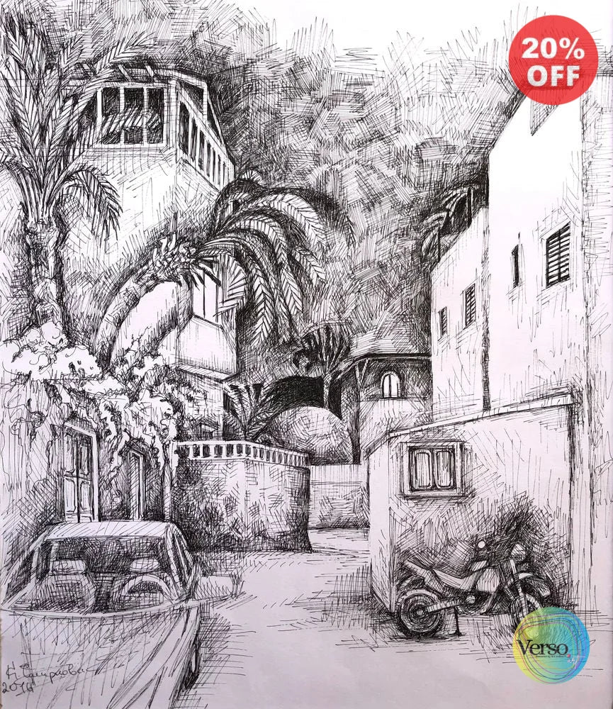 Assala night 24 x 30 cm / Pen & Ink / Unframed, shipped in roll