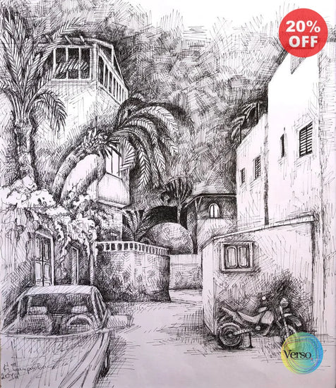 Assala night 24 x 30 cm / Pen & Ink / Unframed, shipped in roll