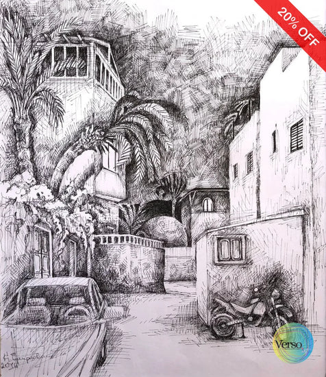 Assala night 24 x 30 cm / Pen & Ink / Unframed, shipped in roll