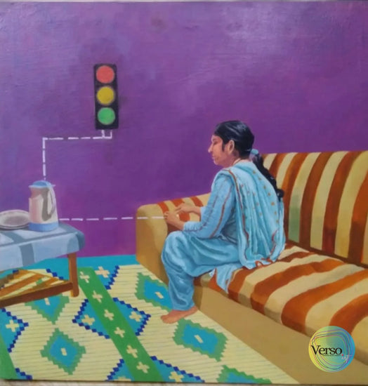 Aunty-Social 18 x 18 cm / Oil / Unframed, shipped in roll