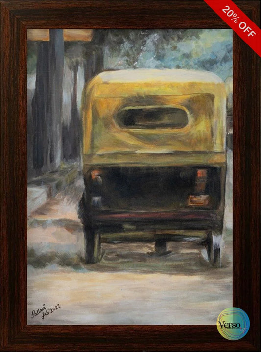 Autorickshaw transporter 24 x 16 cm / Oil / Unframed, shipped in a roll