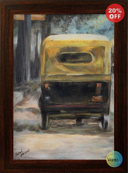 Autorickshaw transporter 24 x 16 cm / Oil / Unframed, shipped in a roll