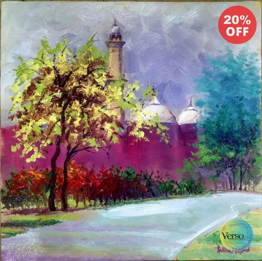 Badshahi Mosque 12 x 12 cm / Oil / Unframed, shipped in roll