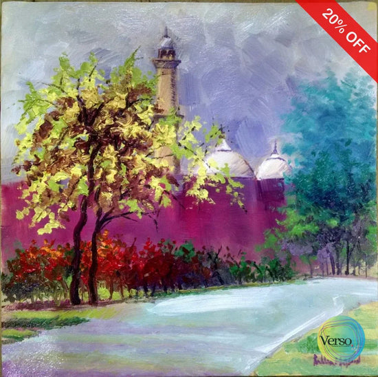 Badshahi Mosque 12 x 12 cm / Oil / Unframed, shipped in roll