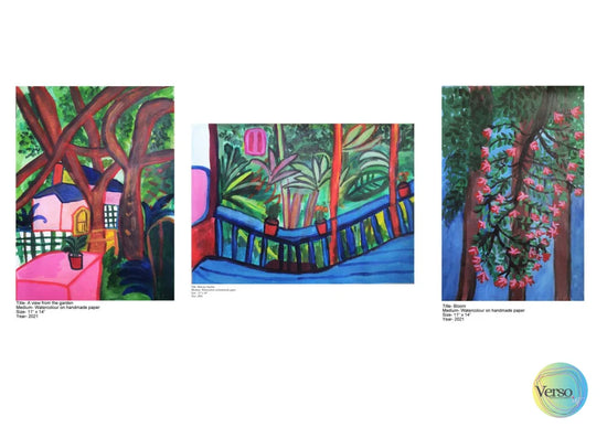 Balcony Garden 14 x 11 cm / Watercolor / Unframed, shipped in a roll