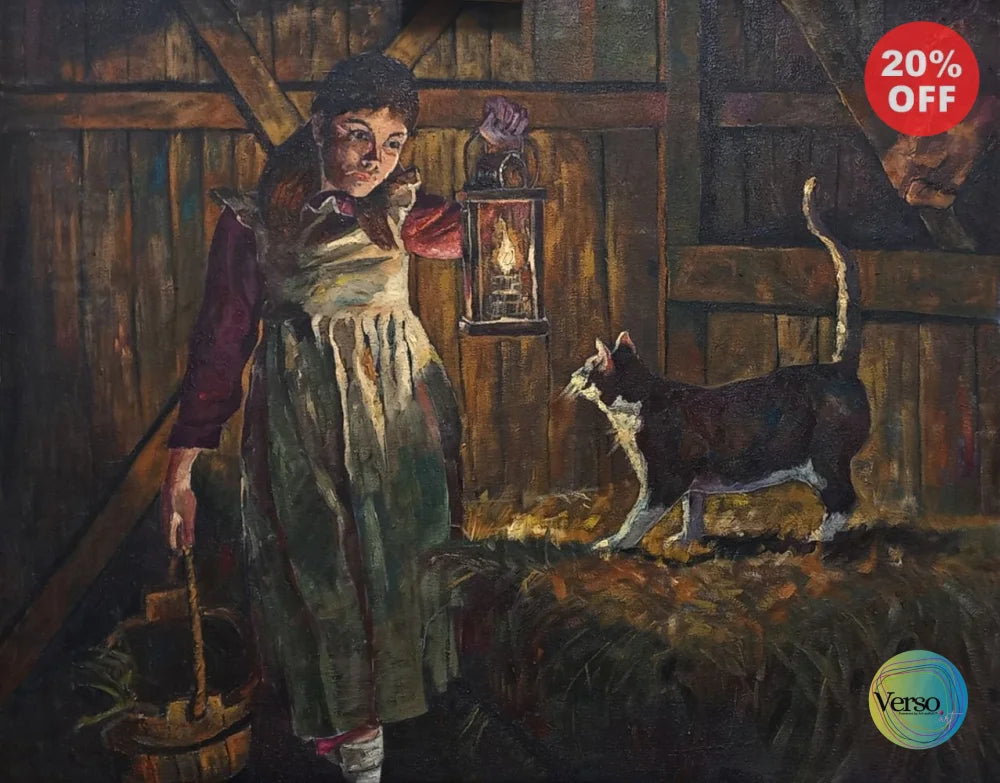 Barn cat 100 x 70 cm / Oil / Unframed, shipped in roll
