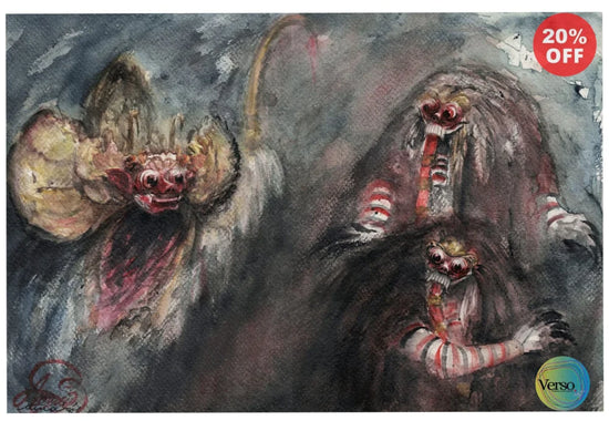 Barong VS Rangda - 37 x 25 cm / Watercolor / Unframed, shipped in a roll