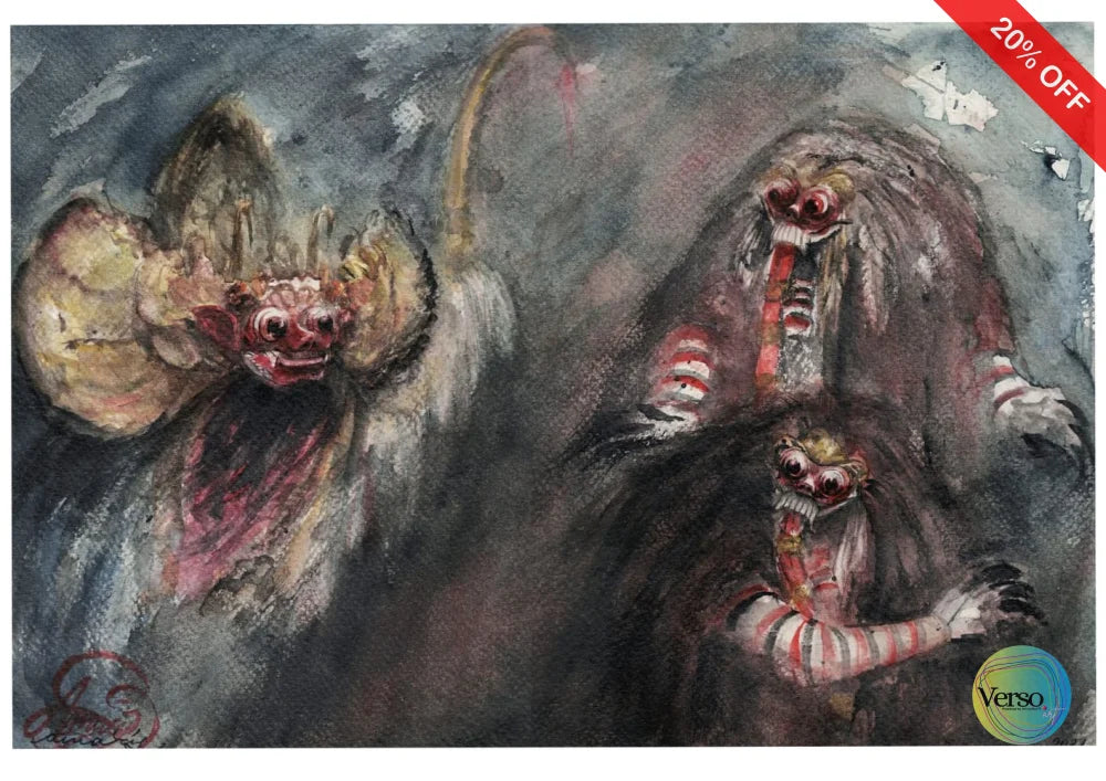 Barong VS Rangda 37 x 25 cm / Watercolor / Unframed, shipped in a roll