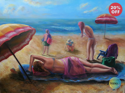 Beach 110 x 85 cm / Oil / Unframed, shipped in a roll