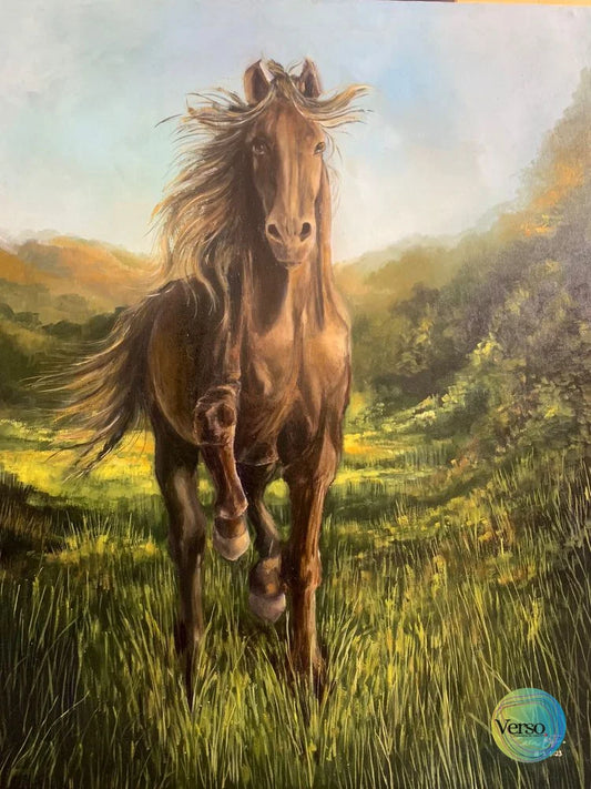Breathtaking Bay Mustang 36 x 42 cm / Oil / Unframed, shipped in roll