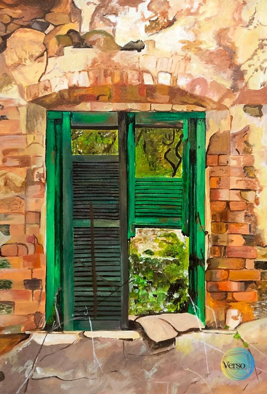 Broken Door 11.2 x 16.2 cm / Acrylic / Unframed, shipped in roll