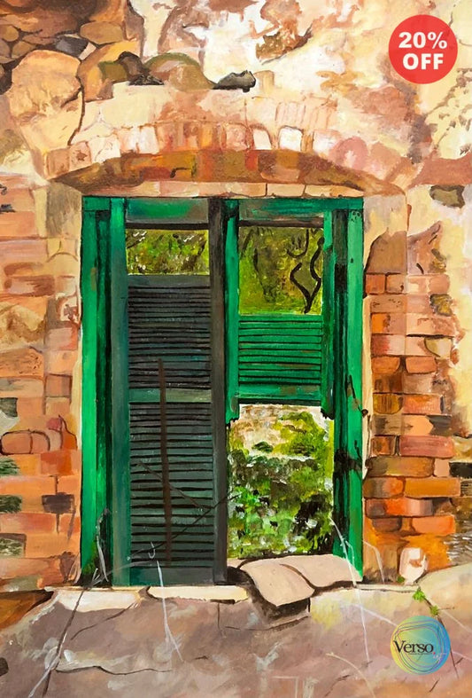 Broken Door 11.2 x 16.2 cm / Acrylic / Unframed, shipped in roll