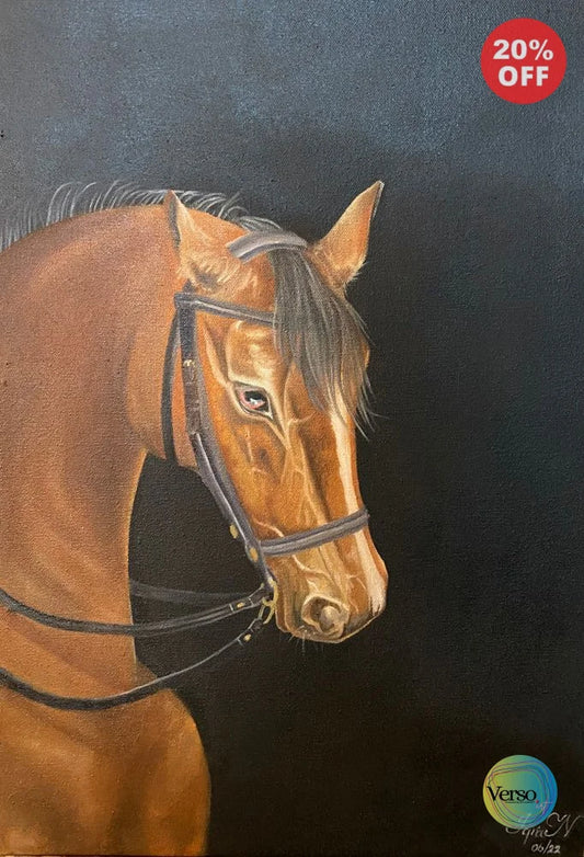 Brown Horse 12 x 18 cm / Oil / Unframed, shipped in roll
