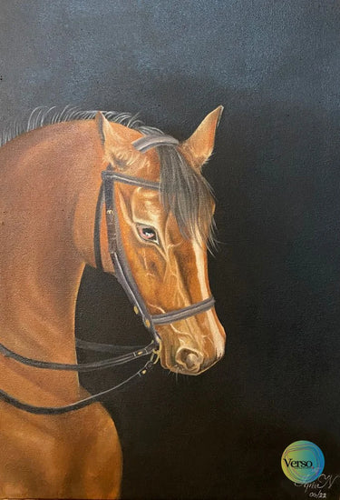 Brown Horse 12 x 18 cm / Oil / Unframed, shipped in roll