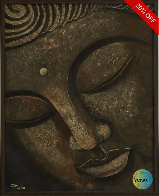 Buddha 36 x 30 cm / Acrylic / Framed, shipped flat Original Art