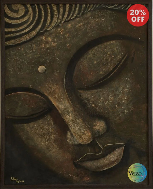 Buddha 36 x 30 cm / Acrylic / Framed, shipped flat Original Art