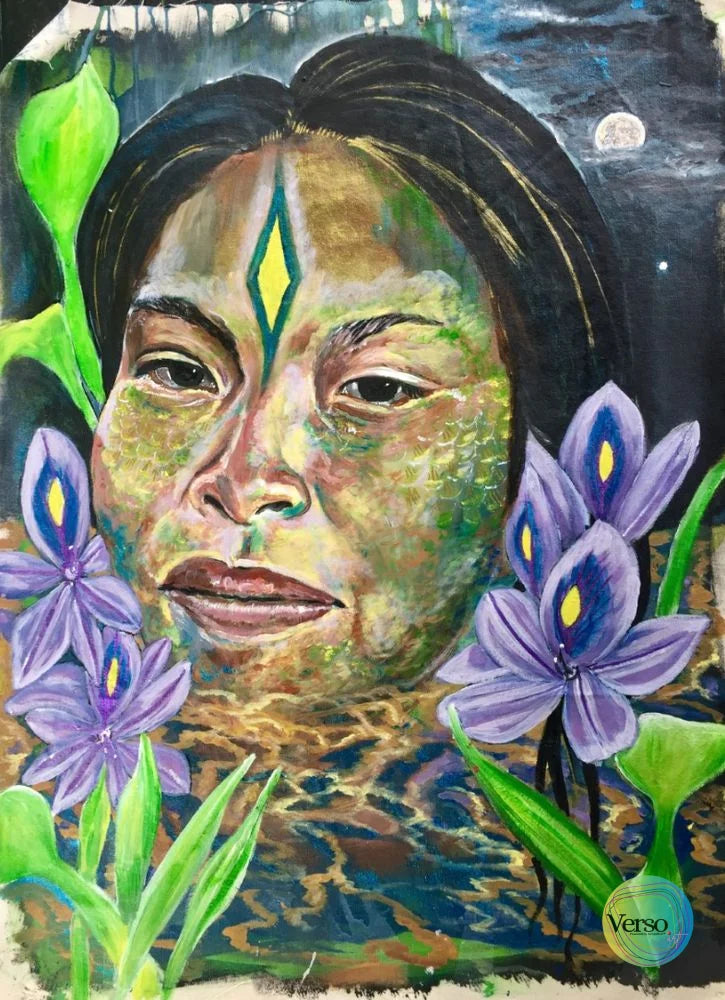 BÜE YAKURUNA - escarlet 50 x 70 cm / Acrylic / Unframed, shipped in roll