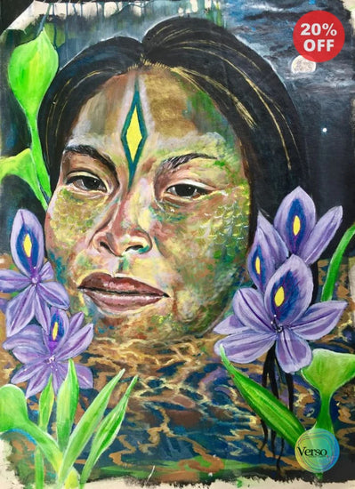 BÜE YAKURUNA - escarlet 50 x 70 cm / Acrylic / Unframed, shipped in roll