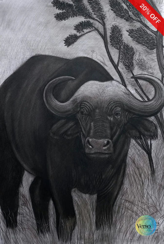 Buffalo 42 x 60 cm / Charcoal / Unframed, shipped in a roll