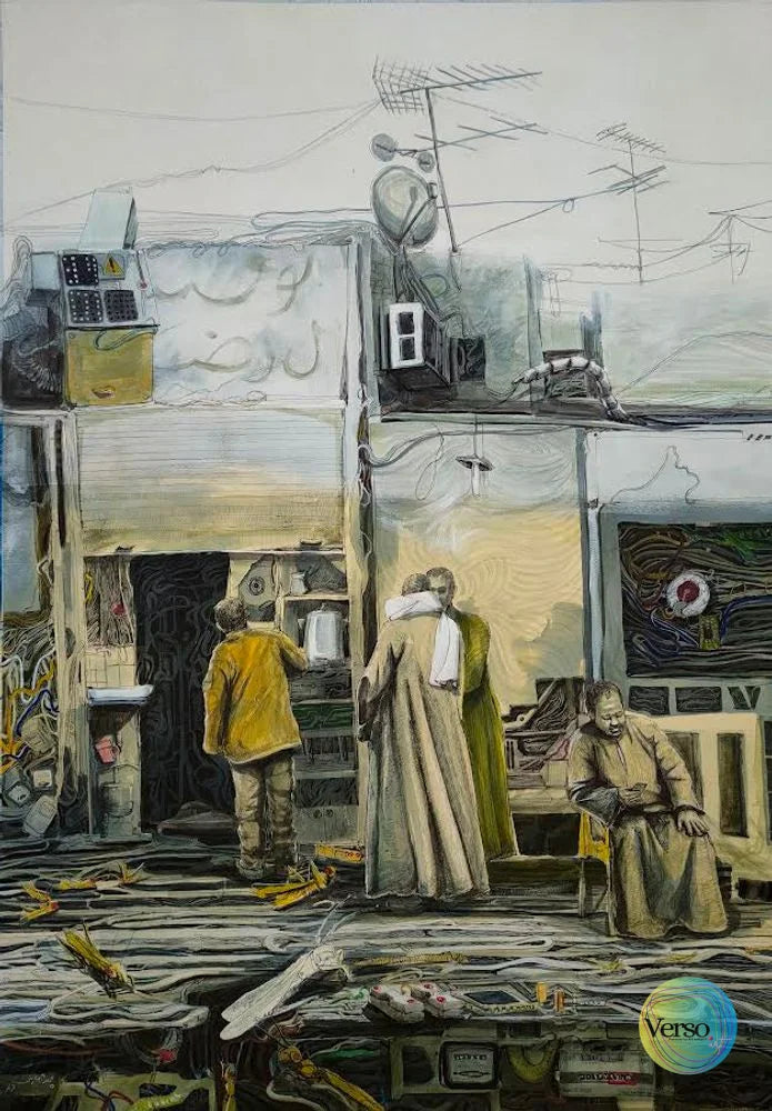 Cafe 80 x 120 cm / Pen & Ink / Unframed, shipped in a roll