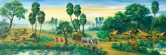 Cambodian Daily Life 100 x 50 cm / Acrylic / Unframed, shipped in roll