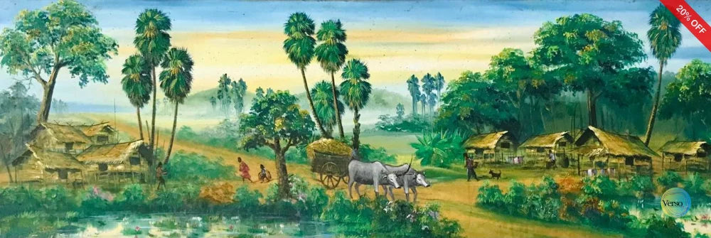 Cambodian Daily Life 100 x 50 cm / Acrylic / Unframed, shipped in roll