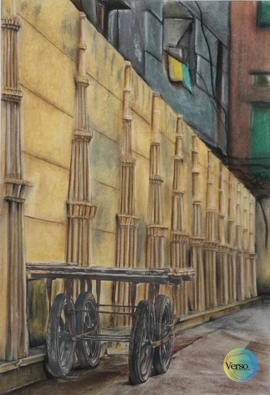 Cart in Old Lahore 16 x 23.5 cm / Mixed / Unframed, shipped in roll