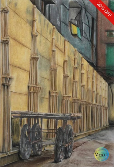 Cart in Old Lahore 16 x 23.5 cm / Mixed / Unframed, shipped in roll