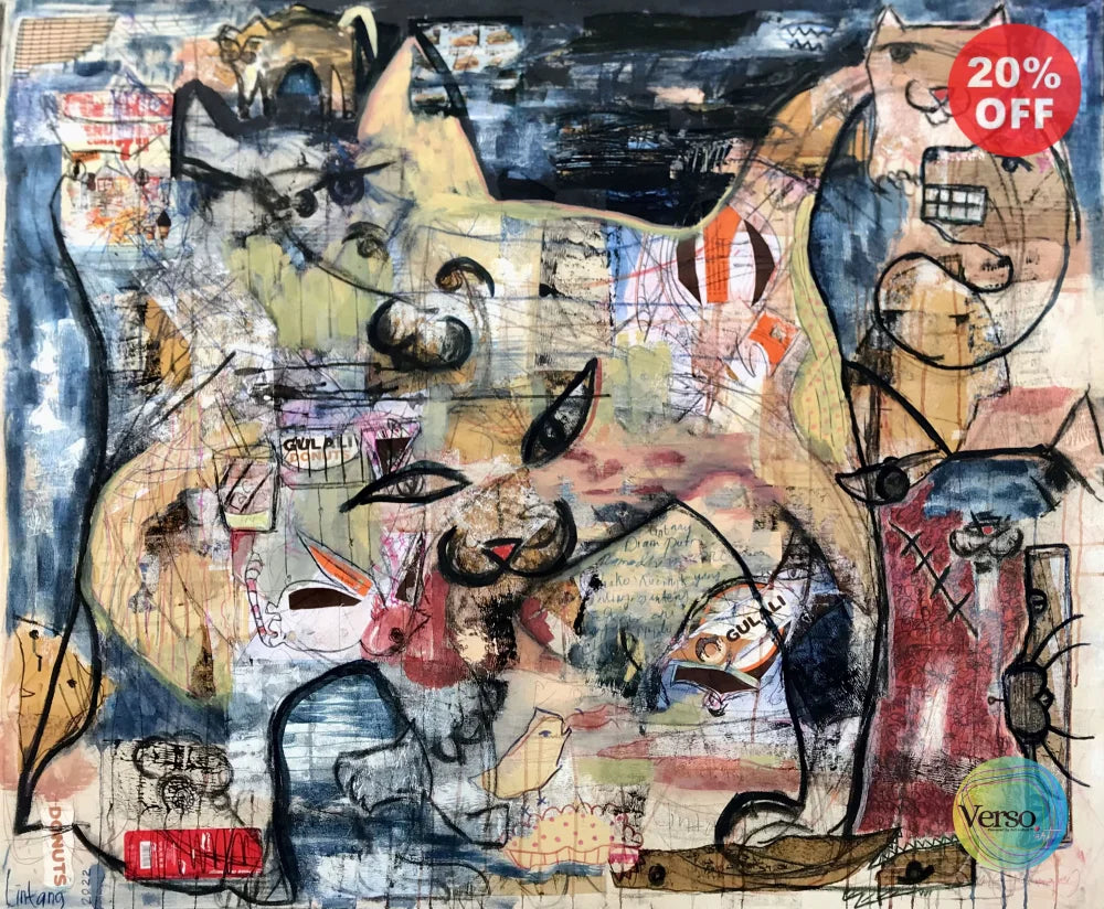 Cat Fight 145 x 120 cm / Mixed / Unframed, shipped in a roll