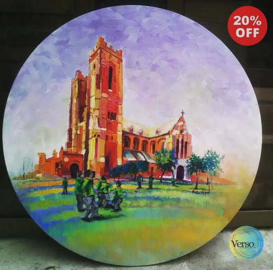 Cathedral School of Lahore 22 x 22 cm / Oil / Unframed, shipped in roll