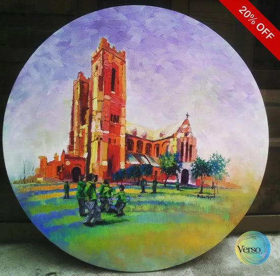 Cathedral School of Lahore 22 x 22 cm / Oil / Unframed, shipped in roll