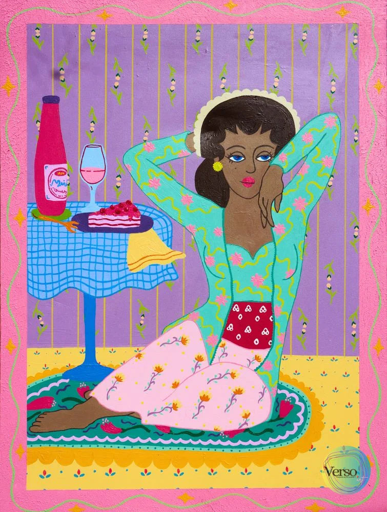 Cheesecake and Strawberry Milk - 60 x 80 cm / Acrylic / Unframed, shipped in a roll