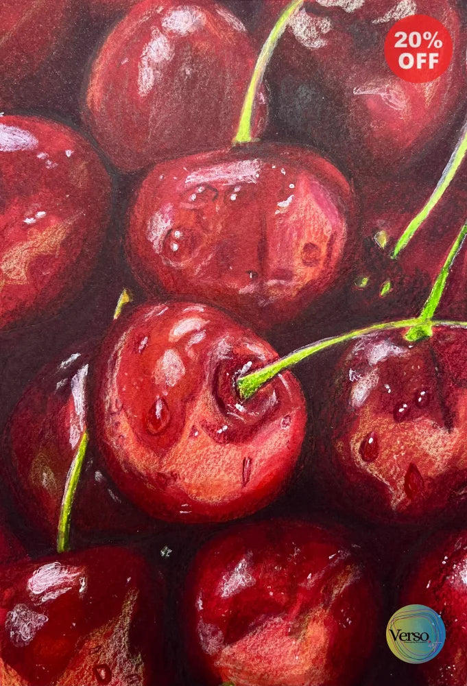 Cherries 4.5 x 7 cm / Colored pencils / Unframed, shipped in a roll
