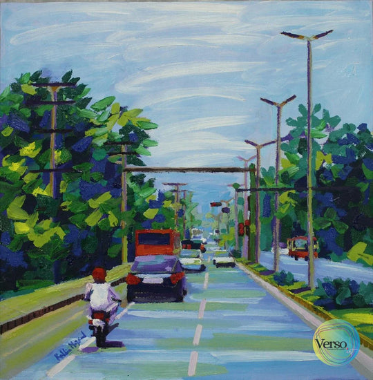 Cityscape of Lahore 18 x 18 cm / Oil / Unframed, shipped in roll