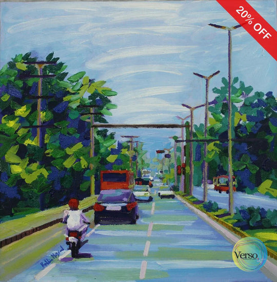 Cityscape of Lahore 18 x 18 cm / Oil / Unframed, shipped in roll