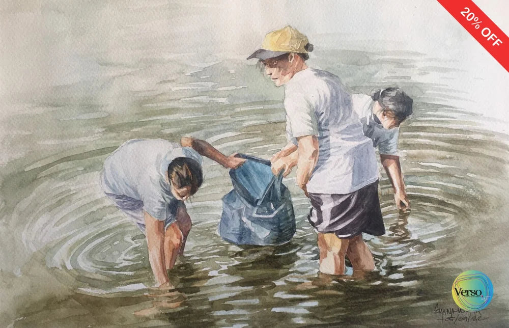 Coastal Cleanup 42 x 29 cm / Watercolor / Unframed, shipped in roll