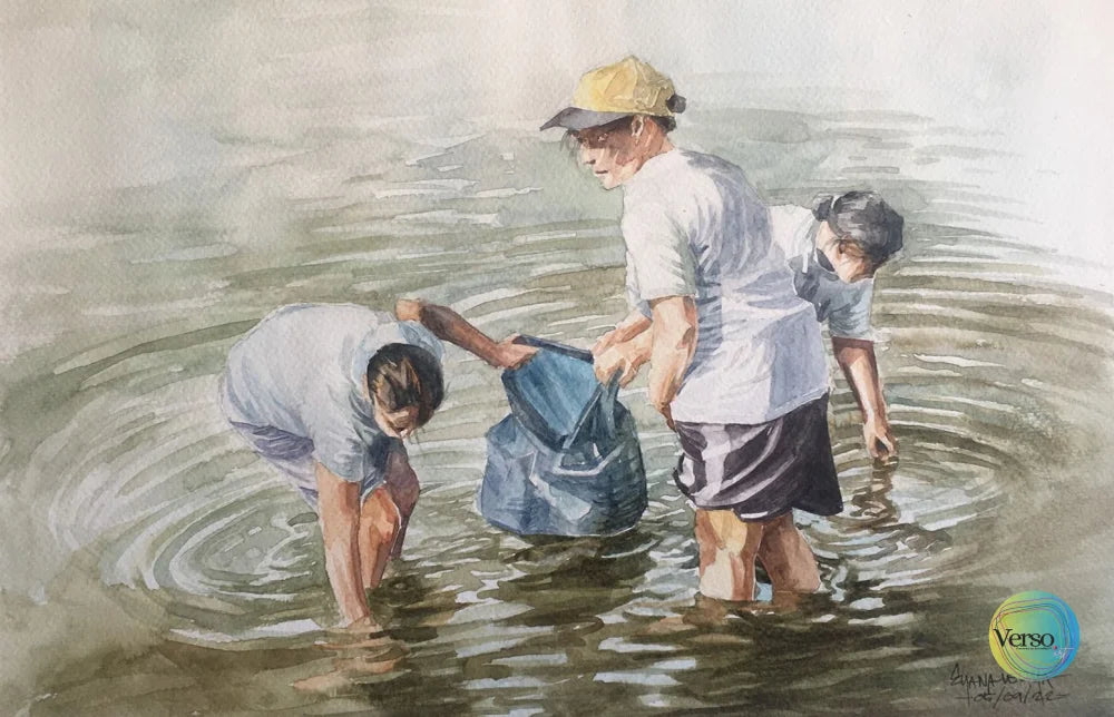 Coastal Cleanup 42 x 29 cm / Watercolor / Unframed, shipped in roll