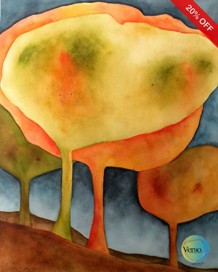 Colorful trees 47 x 61 cm / Watercolor / Unframed, shipped in roll