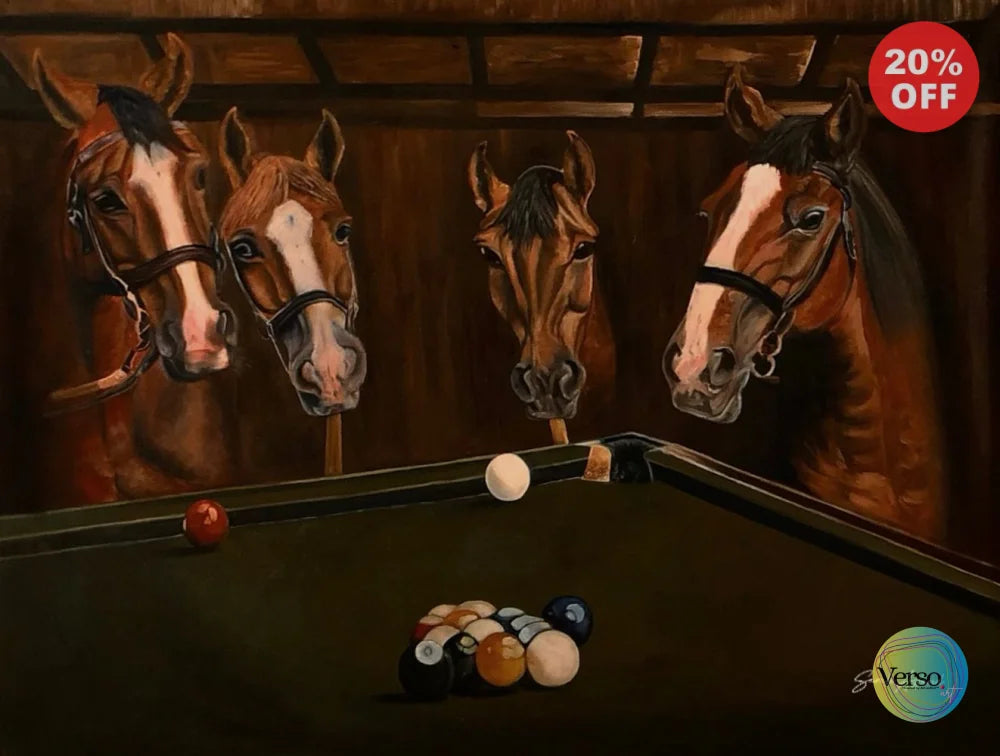 Coral cue club - 48 x 34 inch / Oil / Unframed, shipped in a roll