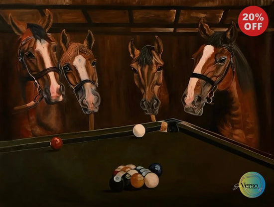 Coral cue club - 48 x 34 inch / Oil / Unframed, shipped in a roll