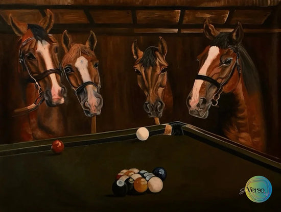 Coral cue club - 48 x 34 inch / Oil / Unframed, shipped in a roll