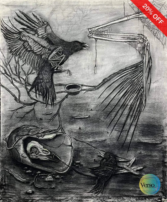 Crows 100 x 120 cm / Charcoal / Unframed, shipped in roll