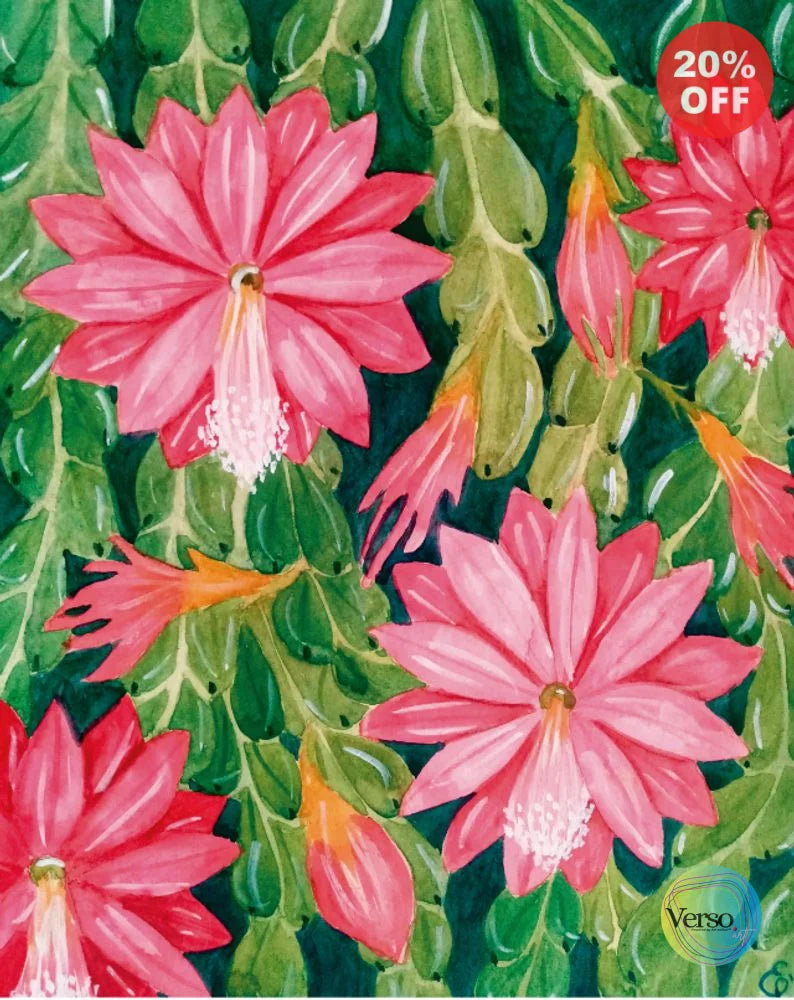Disocactus Ackermannii 10 x 8 cm / Watercolor / Unframed, shipped in a roll