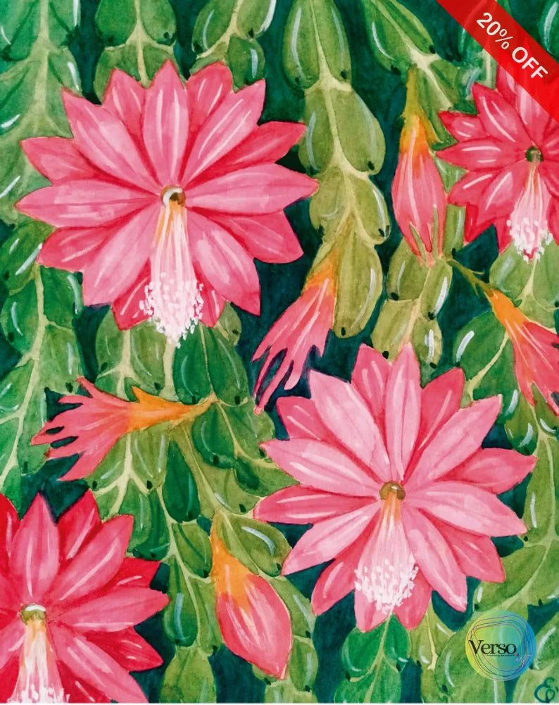 Disocactus Ackermannii 10 x 8 cm / Watercolor / Unframed, shipped in roll